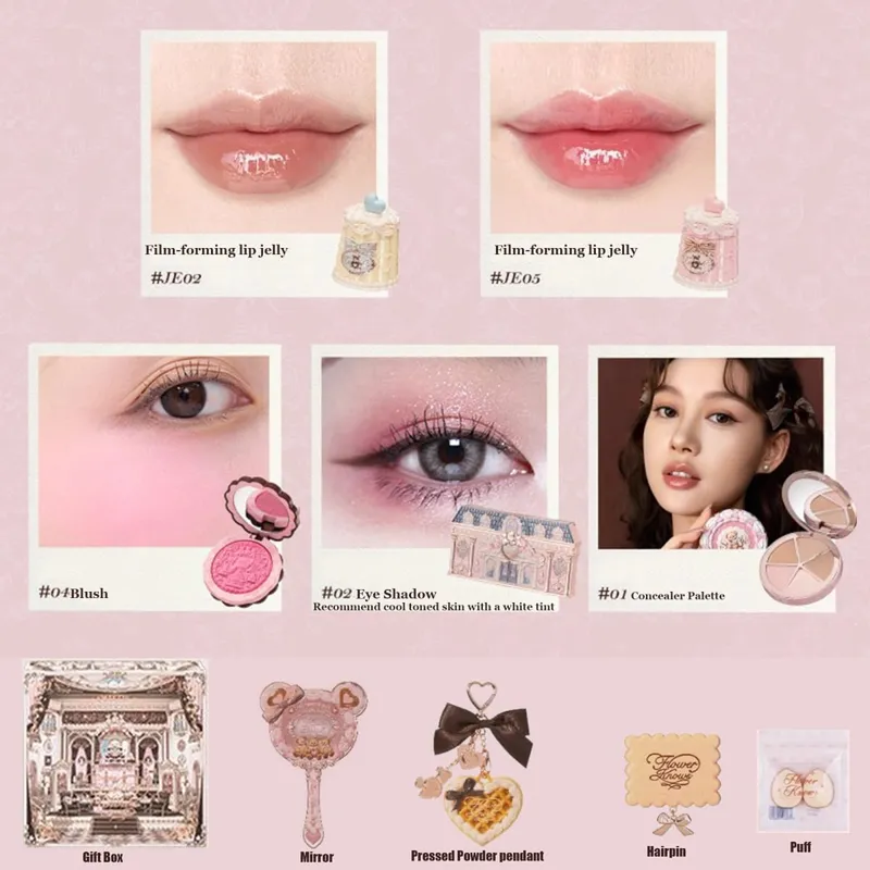 Flowerknows THE SWEETIE BEAR COLLECTION Smink-ajándék szett All In korrektor paletta pirosító beállító púder ajakzselé ajándékdoboz tükör — image 9