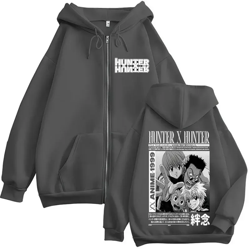 Anime Hunter X Hunter Kurapika Killua Zoldyck GON FREECSS Leorio Zipper Hoodies Men Women Zip Up Hooded Sweatshirts Jackets