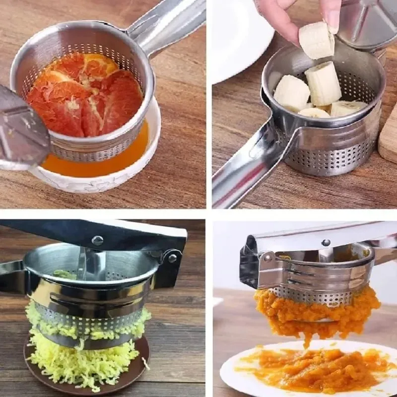 Potato Masher Kitchen Gadget Food Grade Stainless Steel Crusher Fruit and Vegetable Juicer Ergonomic Comfort Handle — image 6