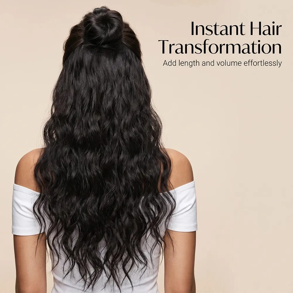 22" Invisible Wire Hair Extensions Water Wave Gray Black No Clip One Piece Synthetic Hairpiece Women Natural Heat Resistant Hot — image 4