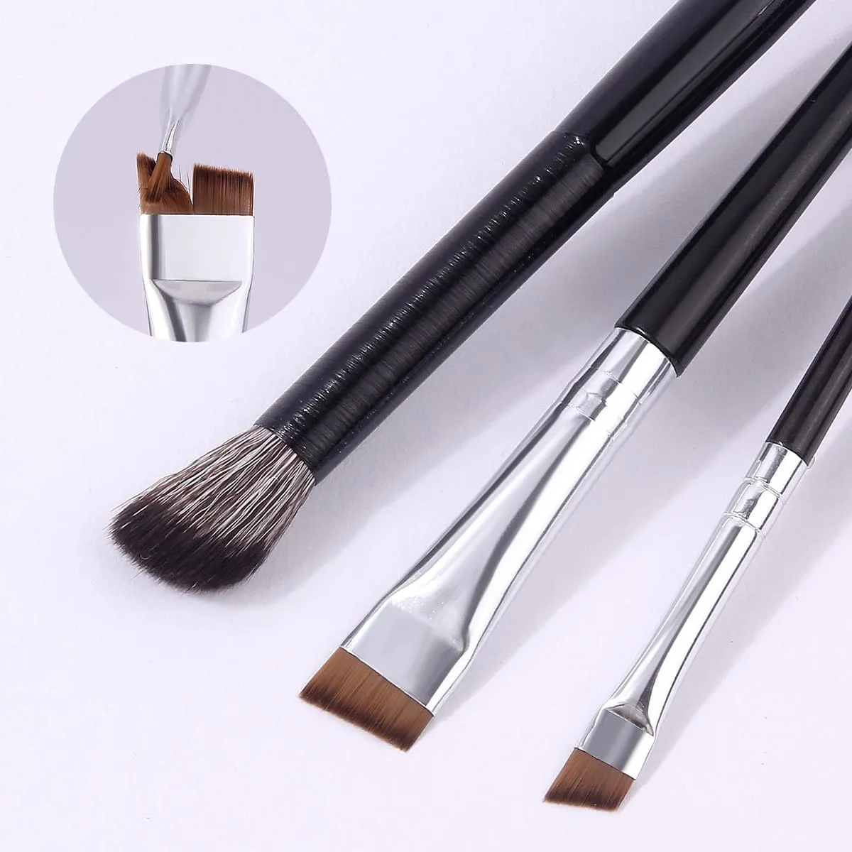 3Pcs Professional Eyebrow Concealer Makeup Brushes Set Soft Synthetic Hair Angled Eye Shadow Blending Brush para sa Eye Makeup Tools — image 6