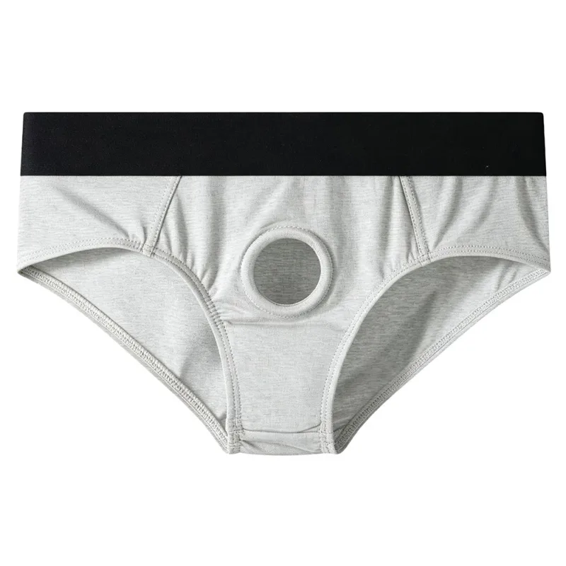 Men Front Hollow No Pouch Briefs Underwear Gay Erotic Lingine Panties Nightwear Hollow Out Open Front Underpants — image 2