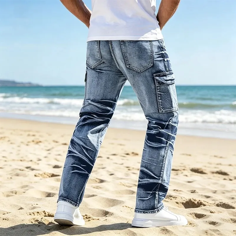 Men's Jeans Classic American Style Casual Multi Pocket Straight Leg Denim Man Pants All Season Fits — image 5