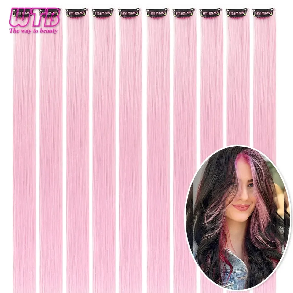 10Pcs Colored Synthetic Extension Wigs BB Clip Style Straight Hair Extensions Suitable for Women to Wear at Holidays and Parties — image 9