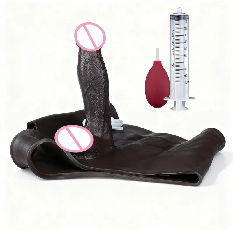 Black Nude Strapon Big Realistic Ejaculation Dildo Silicone Squirting Panties With Simulated Solid Penis Sex Toy For Women