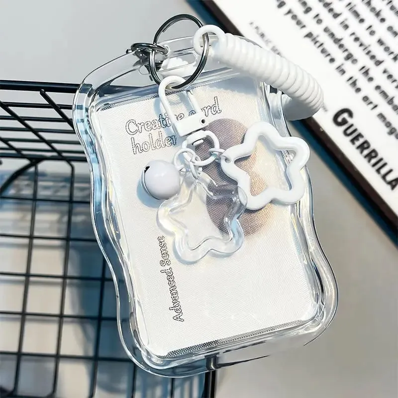 Cute Photocard Keychain Case - Clear PVC Card Holder with Key Ring for Backpack Protective Display Sleeve for Idol Photo Gift for Fans Collectors