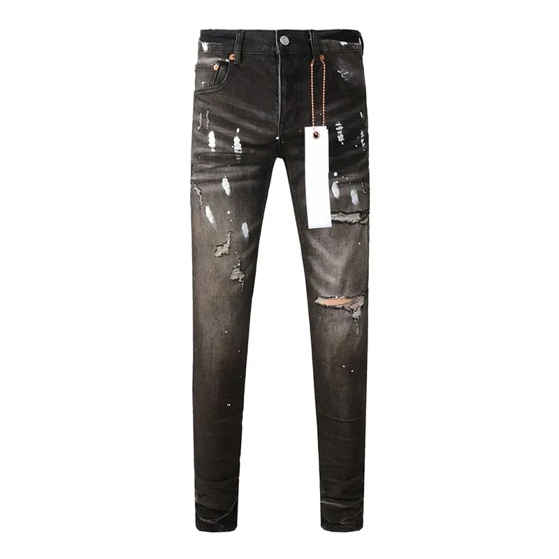 Men's Distressed High Street School Boys Fashion American Style Stretch Skinny Fit Ripped Jeans