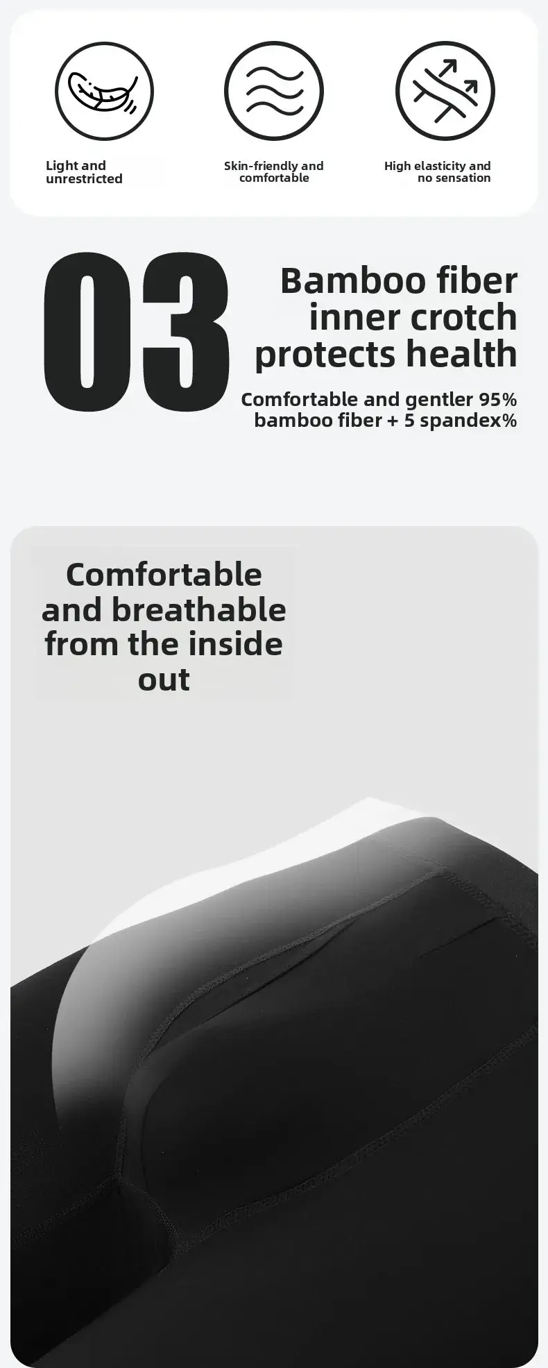 Big Pouch Men Bamboo Fiber Boxer Briefs Breathable Underwear With Fly Opening Mid Waist Sports Trunks Moisture Wicking Soft Cool — image 2