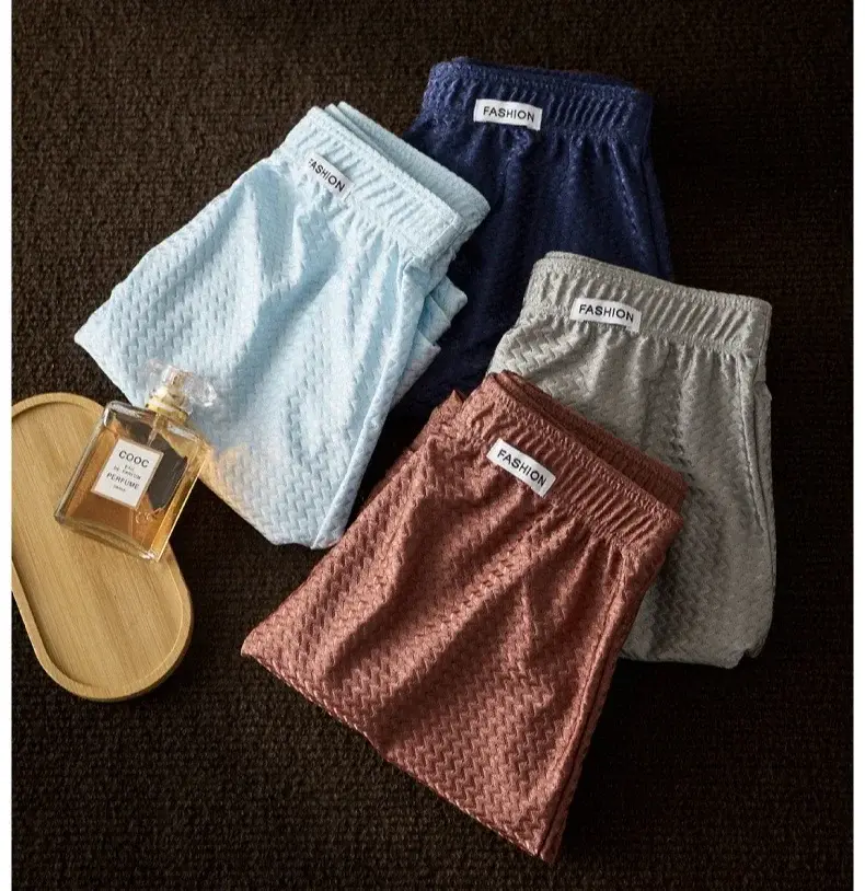 2 Pack Men's Ice Silk Boxers Mid-Rise Loose Fit Summer Cool Trendy Sheen Underwear Sleepwear Male Panties — image 4