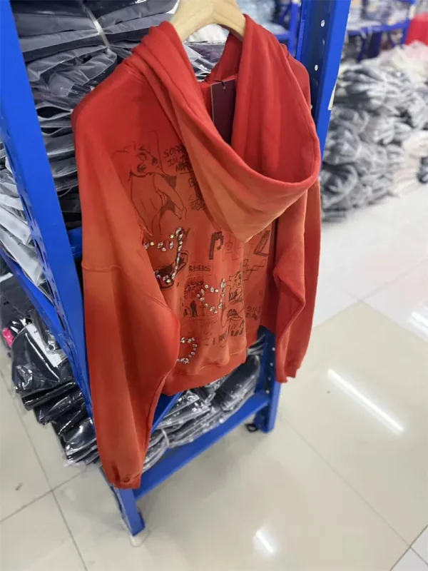 Autumn Winter New PH Hand-beading Print Vintage Washed High Street Casual Loose Cotton Versatile Hoodie Trendy Sports Top Men — image 18
