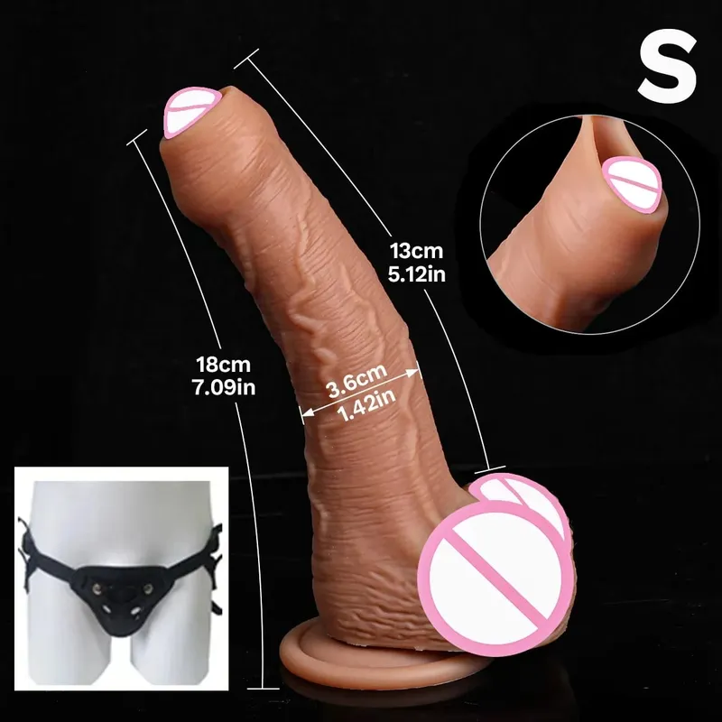 Levné Soft Cock Realistický popruh Velký Dildo Pocit kůže Malý Penis Dvojitá silikonová přísavka Dick Gay Anální sexuální hračky Muži Ženy
