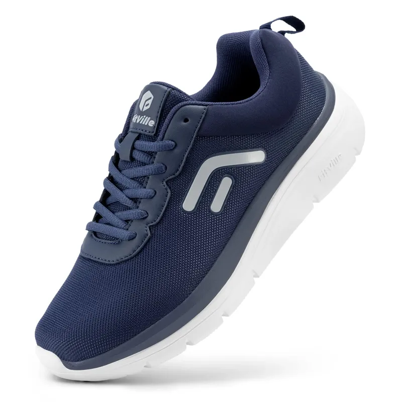 FitVille Walking Shoes for Herr Bred Bredd Tjock sula Lättvikts andas Sneakers Skor för Plantar Fasciitis Smärtlindring