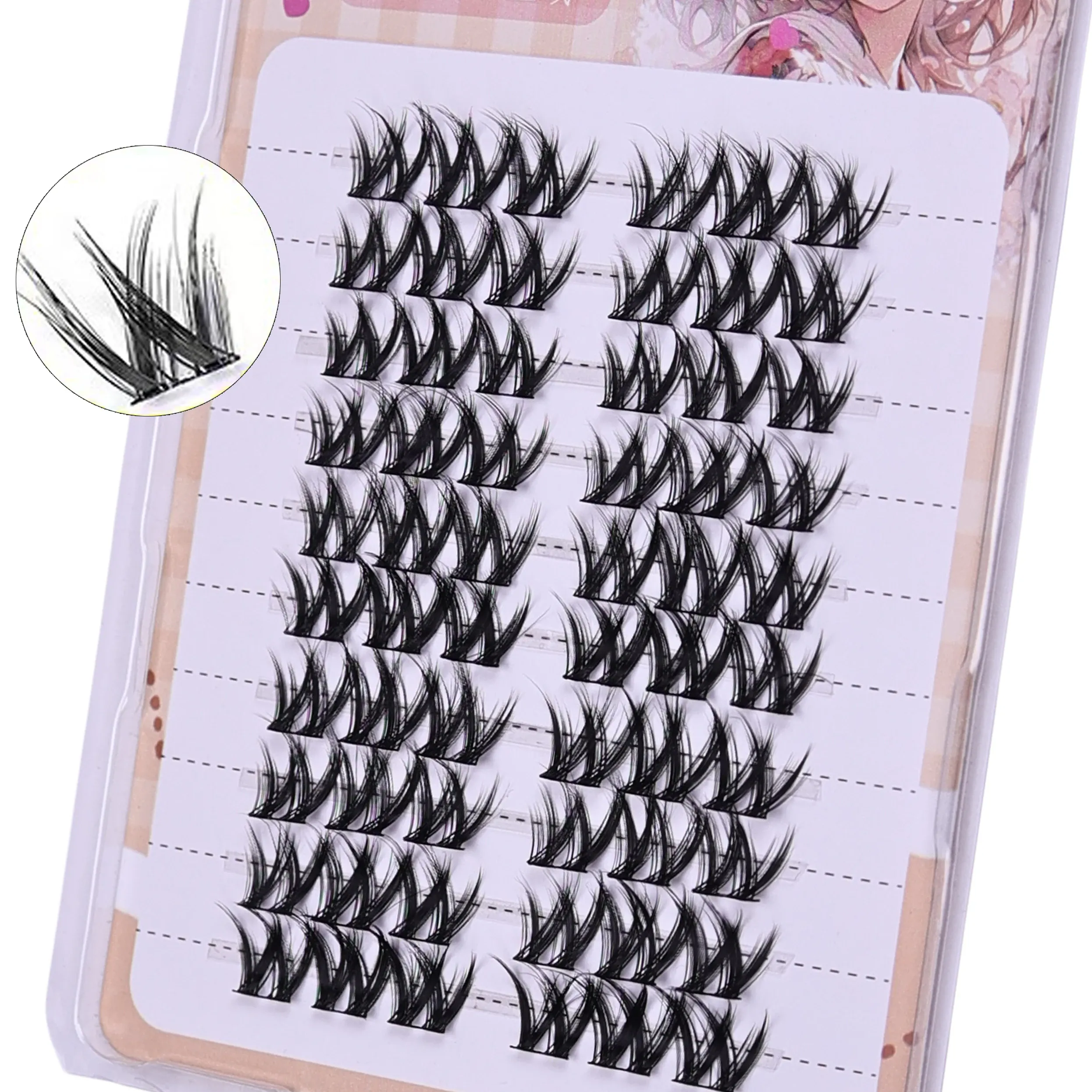 Light Matte Fiber W-Shape Fluffy Cluster Lashes 10 Rows 60 Uncut Clusters Natural DIY Anime Eye Makeup Lashes for Daily Office — image 2