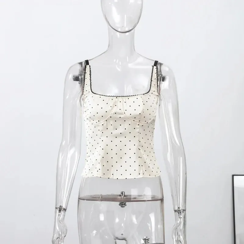 Sexy Polka Dot Sling Tops Women Backless Sleeveless Contrast Fitted Top Female 2026 Spring New Chic Fashion Streetwears Lady — image 10