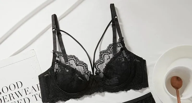 Ladies New Thin Lace Lingerie Set Soft Underwire Bra Push Up Support Bust Minimizing Anti Sagging Soft Comfort Wear 32-42 — image 10