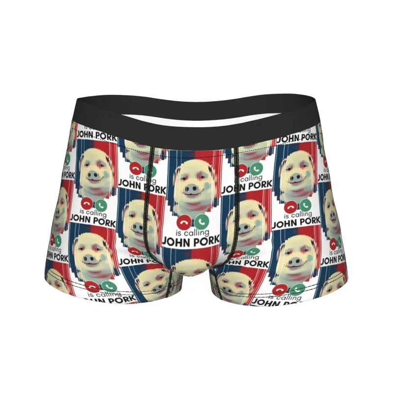 Men JOHN PORK IS CALLING Underwear Hot Boxer Briefs Shorts Panties Homme Breathable Underpants Plus Size