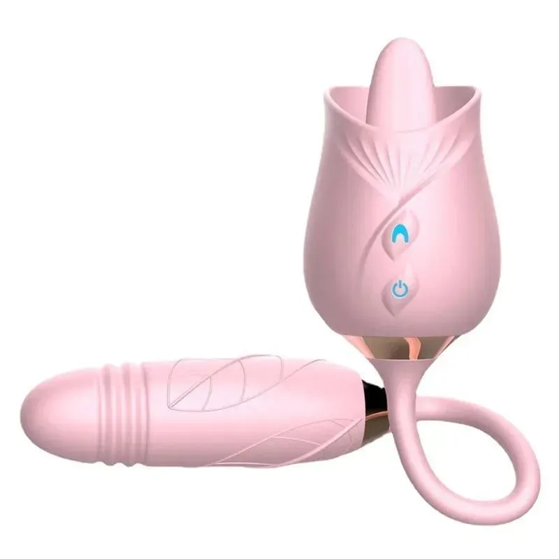 Rose 3v1 Sucker Vibrator pro ženy Teleskopický stimulátor klitorisu Dildo Olizování vagíny Masturbátor Sexuální hračky pro ženy — image 11