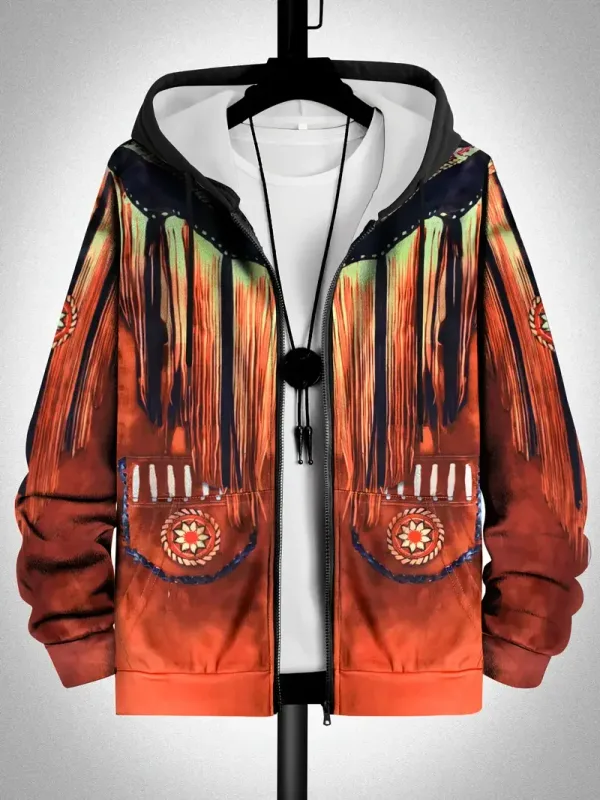 Retro Plaid Print Patchwork Zip Up Hoodie Men's Clothing Hot Style Long Sleeve Pullover Trend Streetwear Men Zip Up Hoodies — image 10