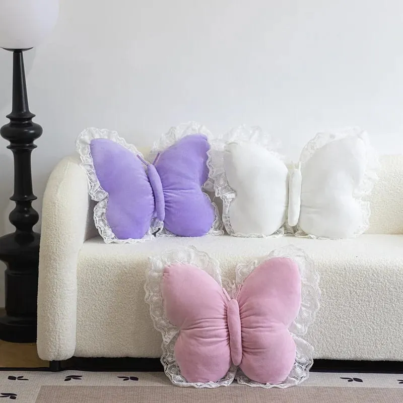 Butterfly Lace Pillow Butterfly Shaped Decorative Pillow For Sofa Couch Bed Plush Velvet Lumbar Support Cushion For Office Chair — image 4
