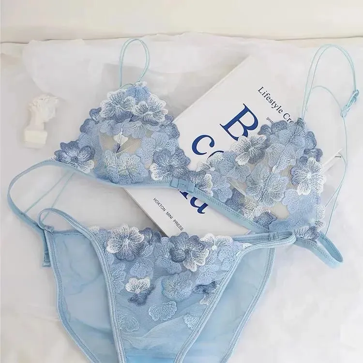Super Sexy See-Through Lace Bra Set Hollow Out No Underwire French Triangle Bralette and Panties Women Hot Lingerie 2026 Fashion