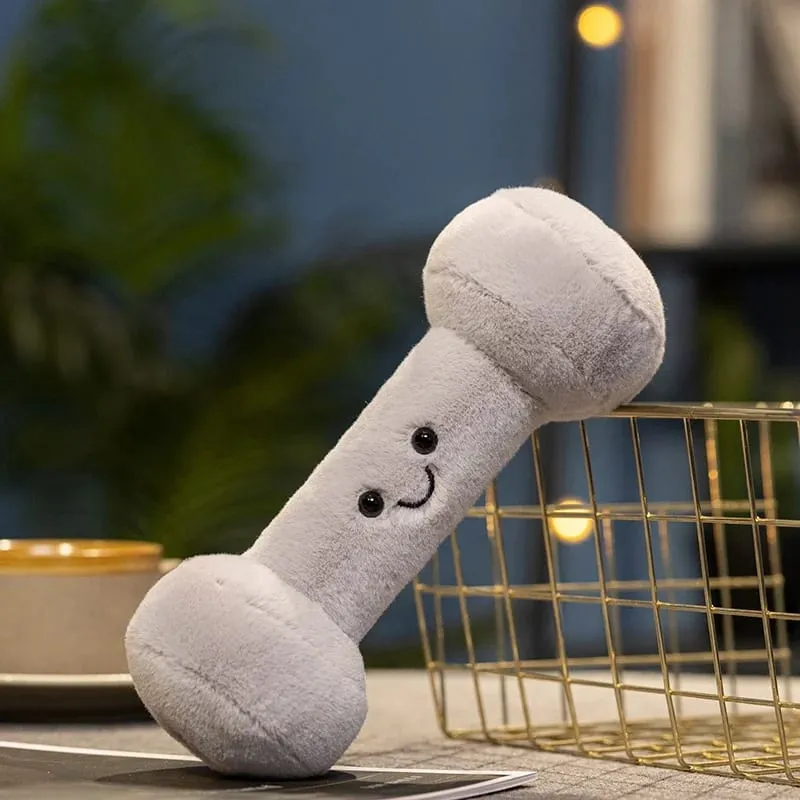 20/23cm Cute Kettle-bell Dumbbell Plush Pillow Stuffed Smiling Face Fitness Sports Equipment Plushie Home Decor Men Gift