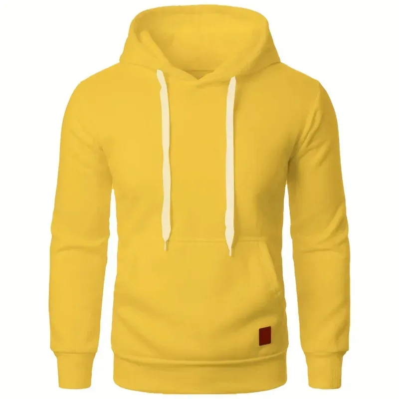 Lelaki Kasual Hooded Collar Drawstring Hoodies Baju Kemeja Lengan Panjang Luaran Streetwear Warna Pejal Pullover Ringan