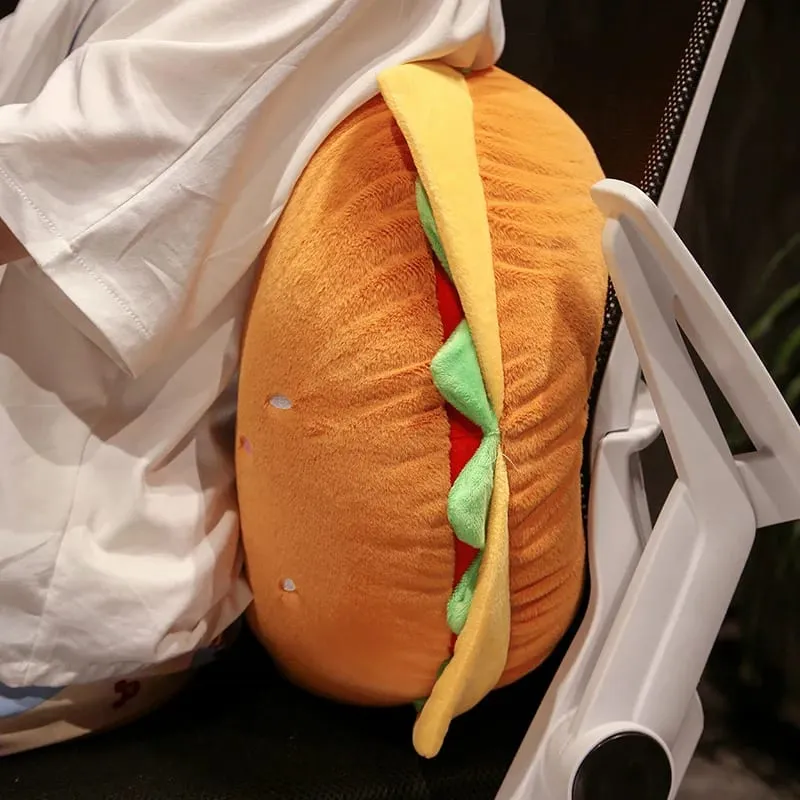 Sød mad Plys pyntepude Fyldt Toast Hamburger Pude Smilende Ansigt Glad Plys Sofa Hjem Indretning Gave