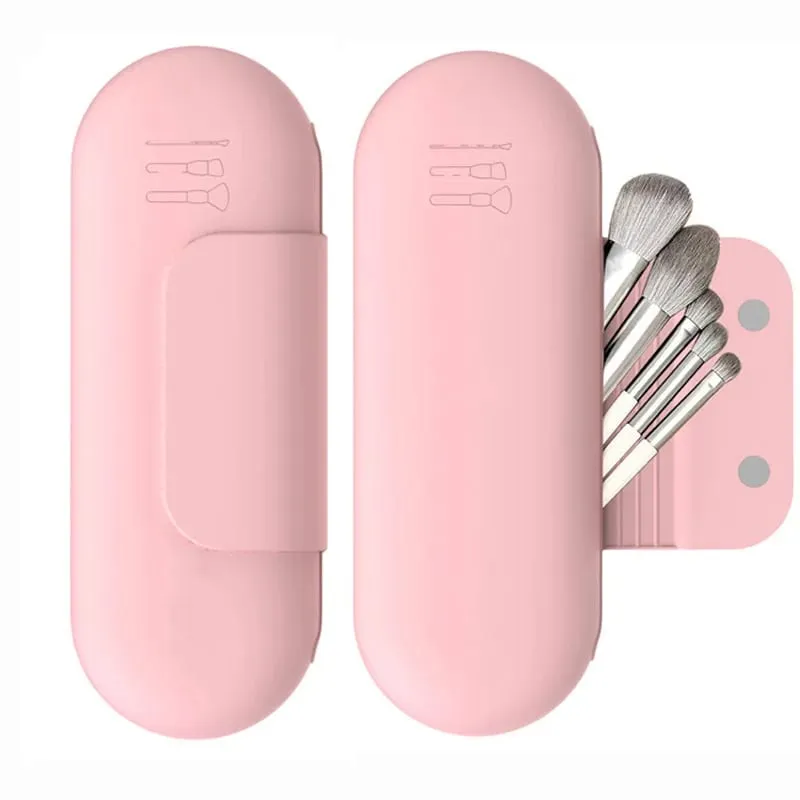 Silicone Makeup Brush Holder Travel Cosmetic Bag Case Soft Portable Cosmetic Face Brushes Holder with Magnetic Closure