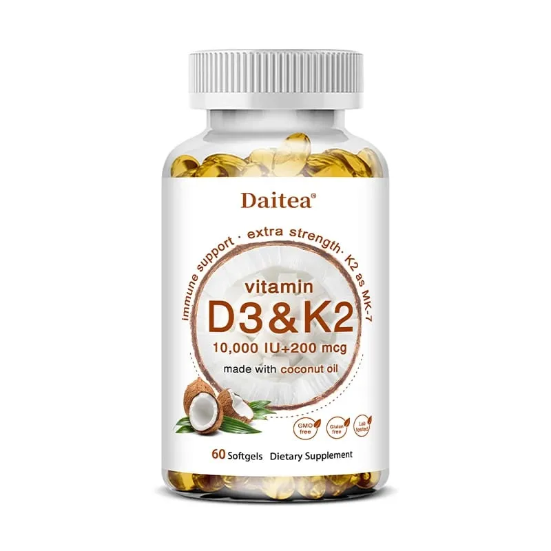2-in-1 Vitamin D3 K2 Supplement Softgel 10000 IU VIT D3 + 200 MCG Vitamin K2 Support Calcium Absorption in Bones — image 10