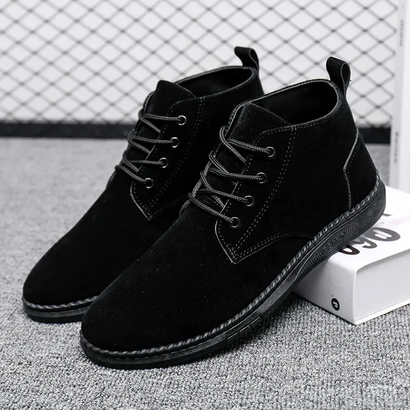 Våren högtoppade skor för män Höst Snörning PU Casual Sko Brittisk stil Enkla och mångsidiga affärsskor Zapatos Hombre