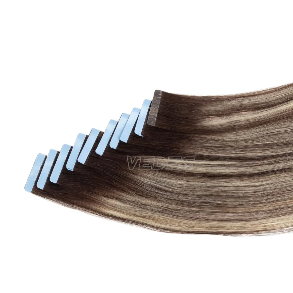20Pcs 16" 20" Gradient Color Tape in Hair Extensions Human Hair Seamless Tape Hair Extensions 4x0.8cm Skin Weft PU Tape On Hair