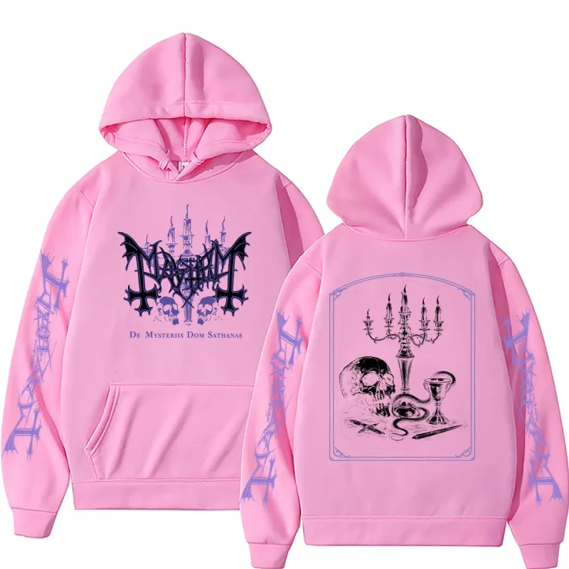 Rock Band Mayhem De Mysteriis Dom Sathanas Skeleton Graphic Hoodie Men Women Death Black Metal Gothic Punk Hoodies Streetwear