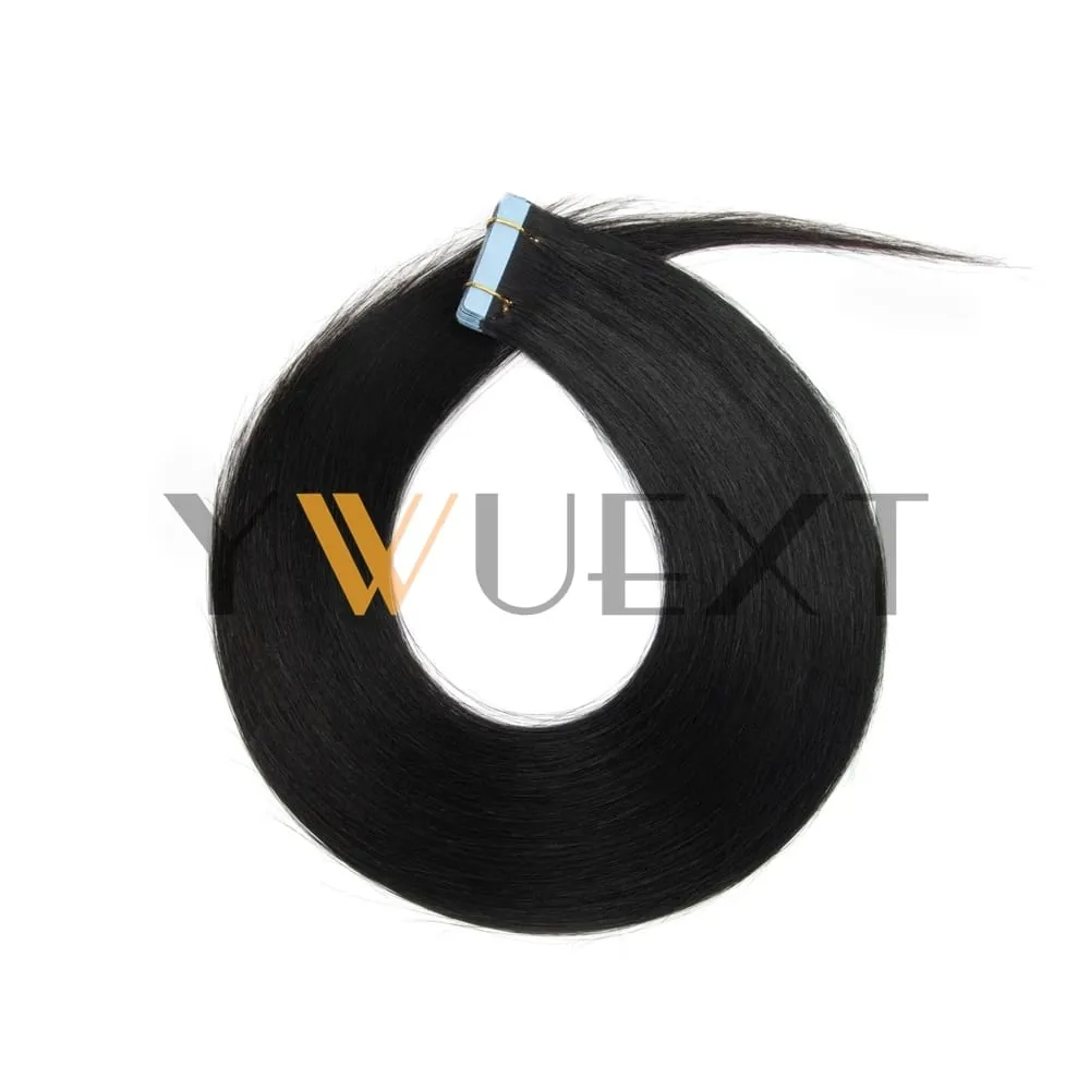 Real Human Hair Tape in Extensions 12''-20'' Natural Straight Black Seamless Tape Hair On Double Sided Tape 20pcs 50g/pack