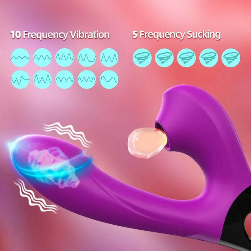 2-in-1 Sucking Vibrator Dildo G-Spot Nipple Sucking Clitoral Vaginal Penetration Sex Toys Female Pussy Massage For Couples Sex — image 2