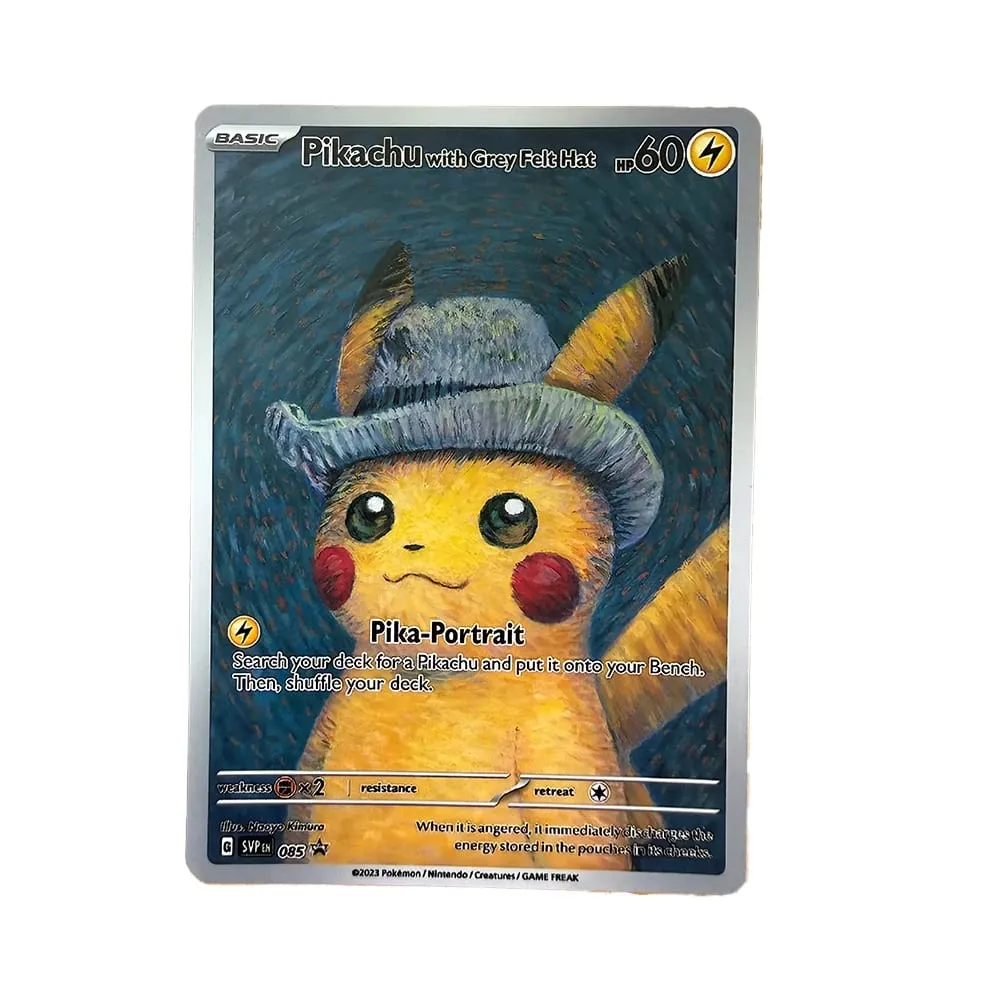 DIY POKEMON SVP 2023 ENPIKACHU/GREY FELT HATPOKEMON XVAN GOGH GEM MT GREY FELT HAT GOGH Game Card Gift Toy Dropshipping