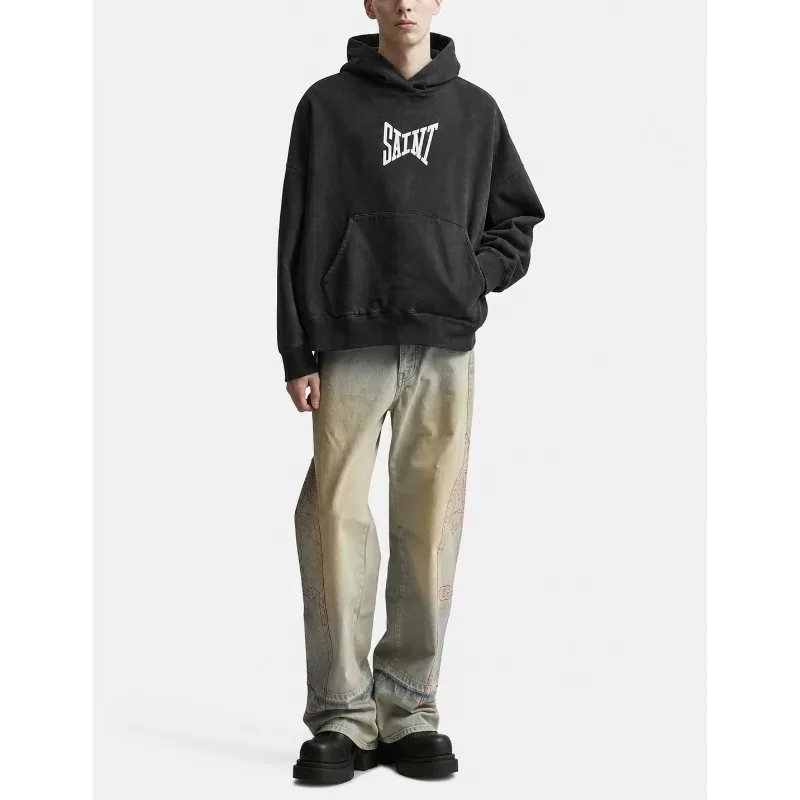 Saint Arrival Hooded Oversize Hoodie Coat Black Cotton New Men Women Hoodies — image 5