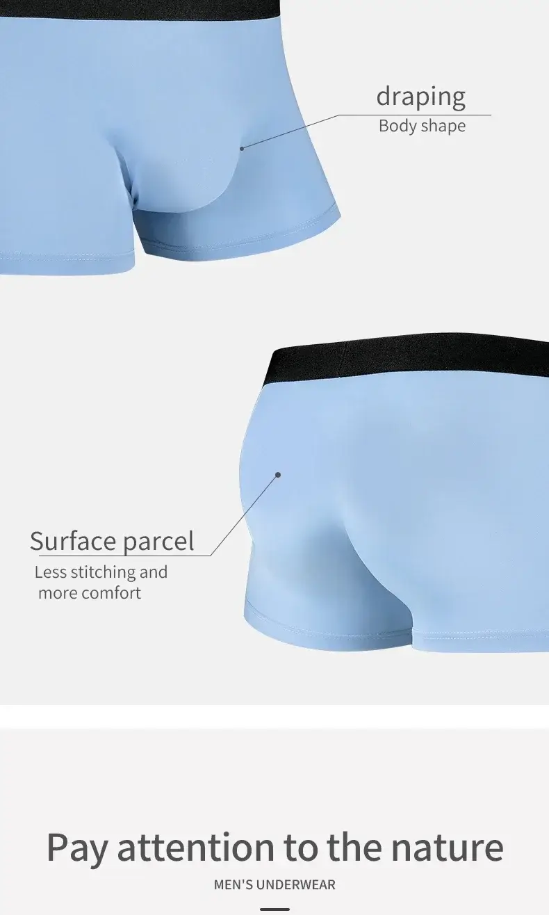 5PCS Men's ice silk seamless underpants 3D punch bag, cool, breathable, comfortable in summer, flat-angled bottom underpants — image 9