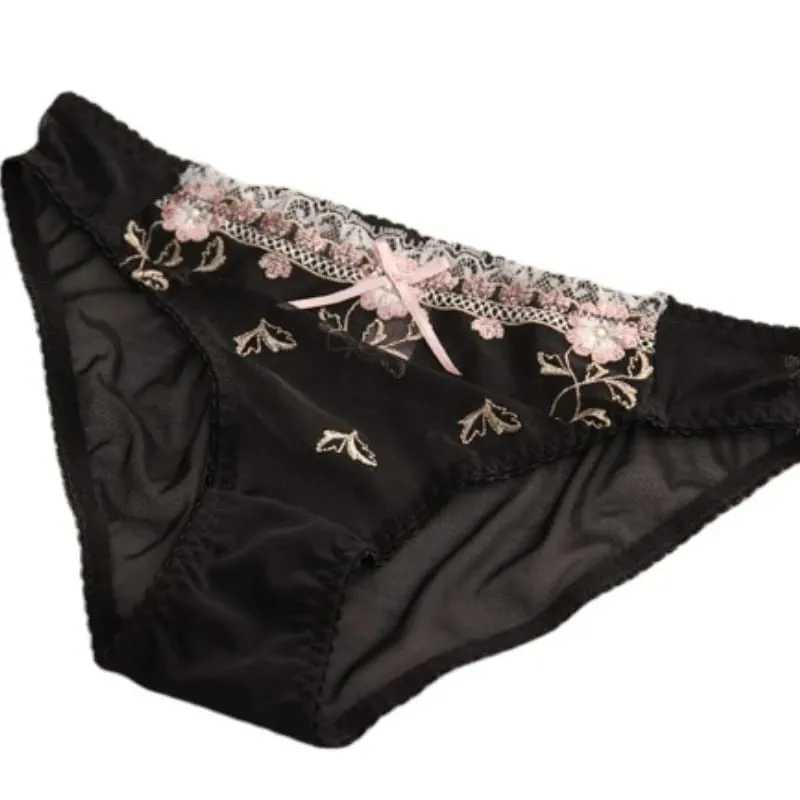 Floral Embroidery Sheer Mesh Lingerie Set Women Underwire Bra Panty Set Romantic Lace Intimate Sleepwear For Dating Night