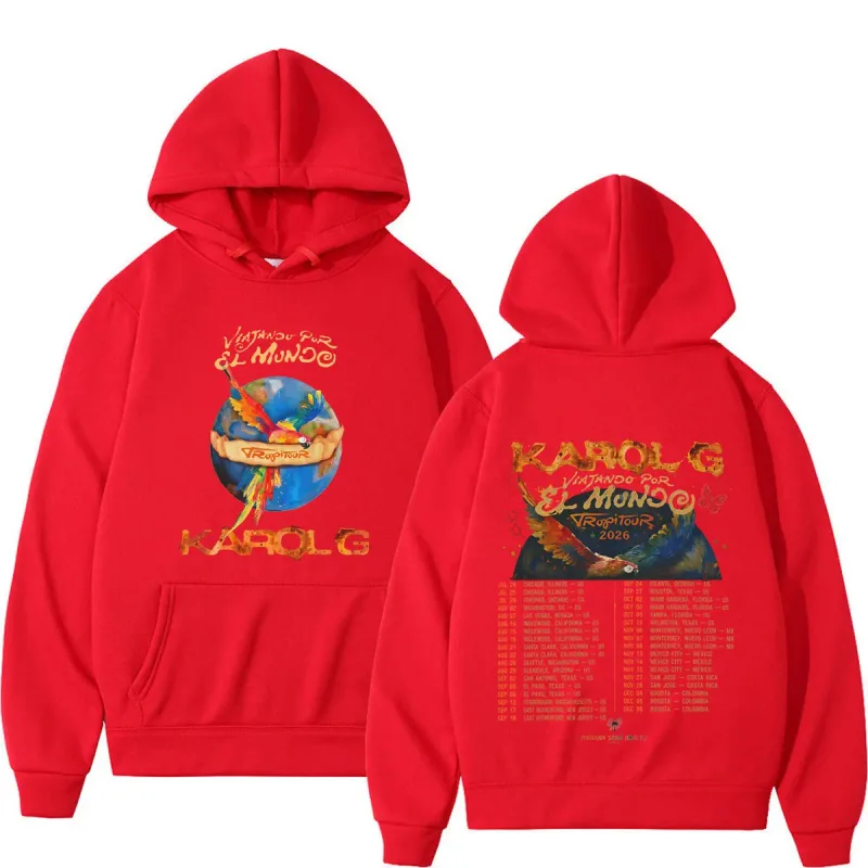Karol G Viajando Por El Mundo Tropitour 2026 Graphics Hoodie Men Women Loose Casual Pullover Long Sleeves Fashion Sweatshirts — image 10