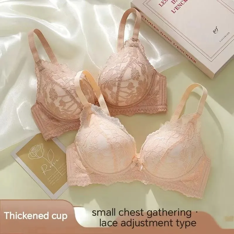Thickened 8cm Push-Up Adjustable Bra without Underwire for Small Breasts Comfortable Gathered Auxiliary Lingerie for Women — image 2