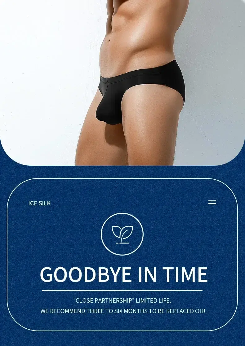 2PCS Men's summer underwear: Ice Silk, low-waisted triangular underpants, personalized, ultra-thin, breathable shorts