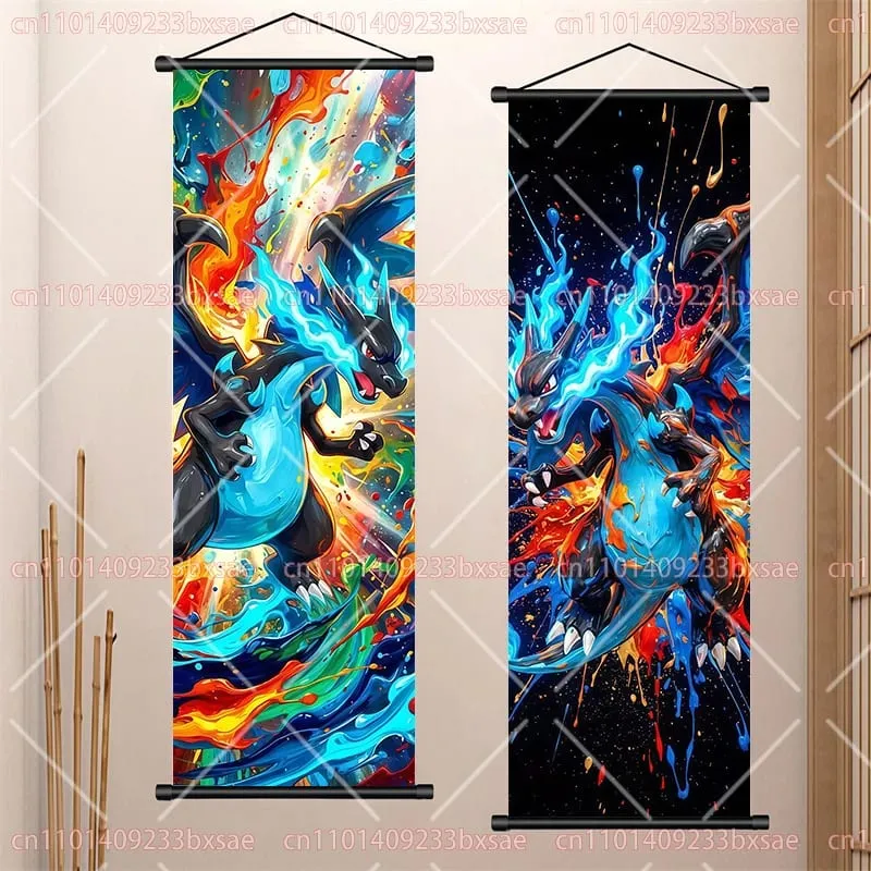 Anime Pokémon Gengar Charizard Kyogre Gyarados Mewtwo Rayquaza Cool Poster Hanging Scroll Painting Birthday Holiday Party Gift