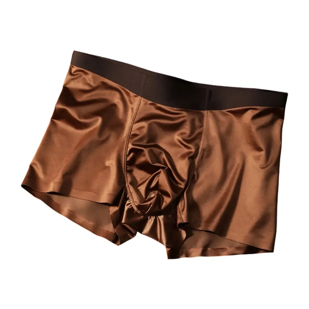 1pc Mens Seamless Boxershorts Breathable Crotch Panties Ice Silk Boxer Shorts Comfortable Satin Men's Underwear Briefs