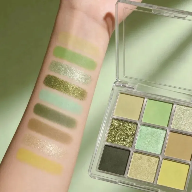 9 Colors Eyeshadow Palette Matte Mint Green Waterproof Lasting Pearlescent Shimmer Forest Eyeshadow Powder Eyes Makeup Cosmetics