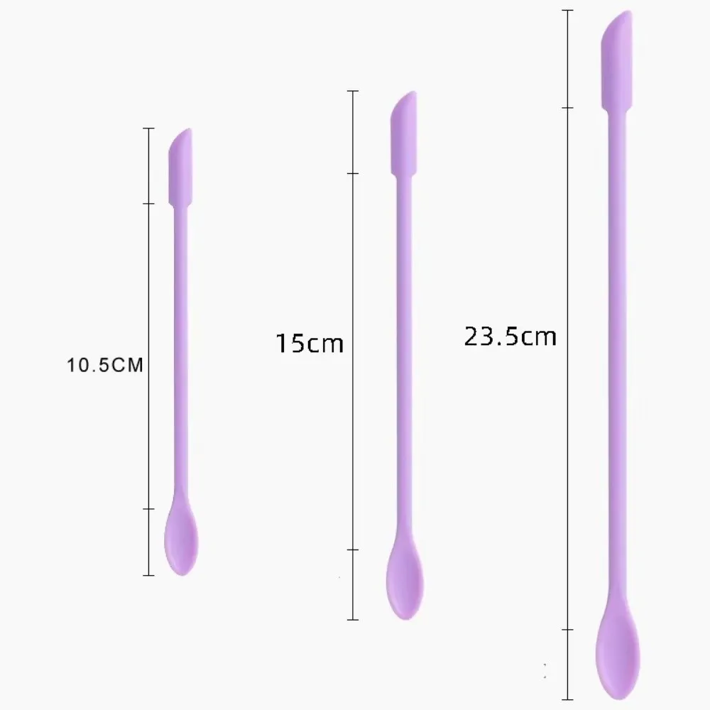 3pcs Portable Mini Silicone Scraper Double-head Lengthened Face Mask Brush Soft Cosmetic Digging Spoon Makeup Brushes Set