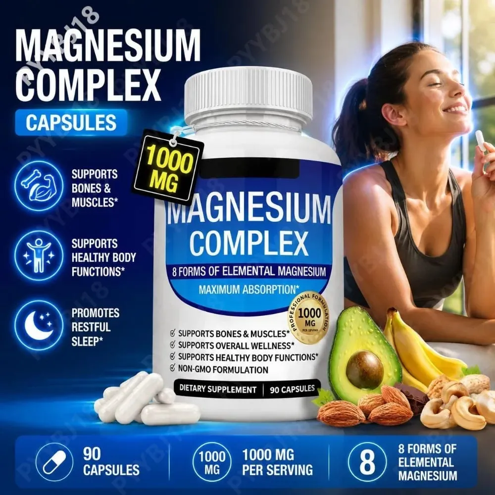 Magnesium Complex Capsules with 8 Forms of Magnesium Mineral Supplement for Bone & Muscle Support & Restful Sleep 90 Capsules — image 1