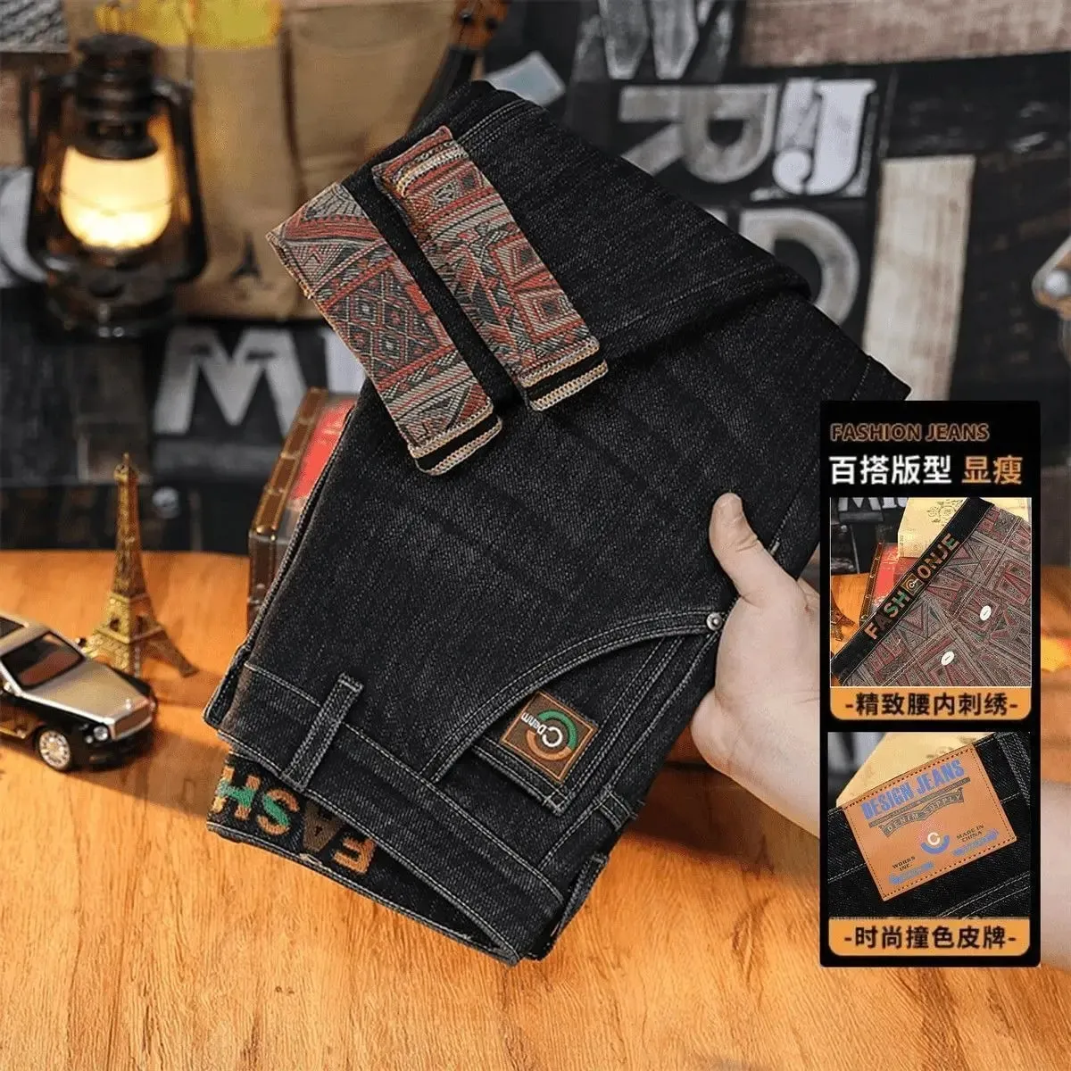 Autumn New Fashion 2026 Men's Jeans Small Straight Elastic Loose Simple Korean Trend Pants Low Rise Jeans Man Pants