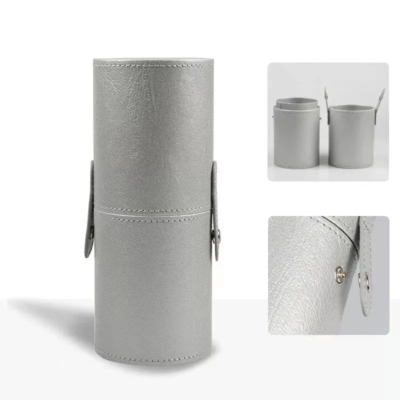 Balde de escova de maquiagem de couro do plutônio portátil viagem saco cosmético multi-função à prova de poeira à prova ddustágua cilindro de escova de maquiagem — image 14