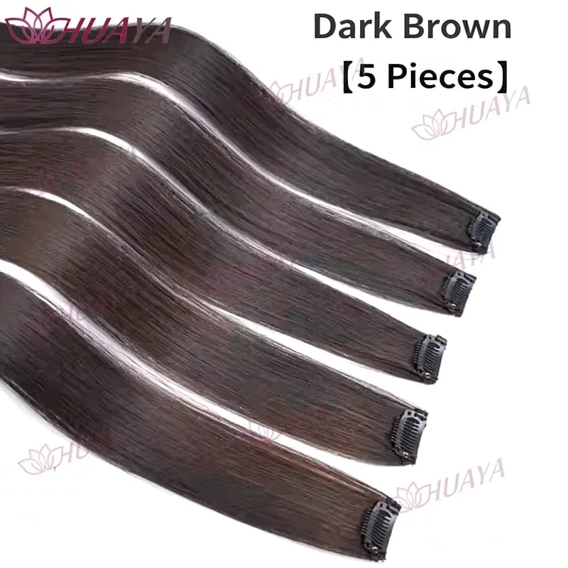 Synthetic 24-inch BB clip-in hair extensions 5 pieces per set one clip per piece seamless hairpieces.Easy and comfortable to w