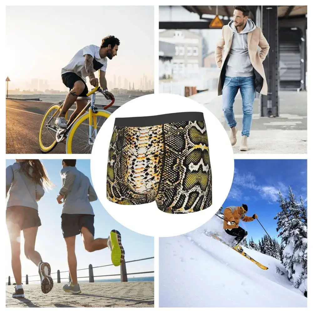 Sous-vêtements imprimés peau de serpent personnalisés pour hommes, Boxer extensible à Texture animale, slip short, culotte douce pour Homme — image 7